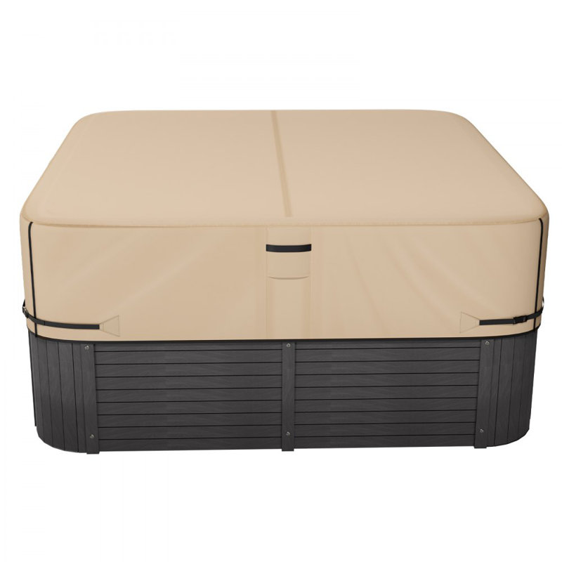 Couvre-spa d'extérieur 20 pouces résistant aux intempéries et à l'eau, H 20 po x l 90 po x P 90 po, Brun