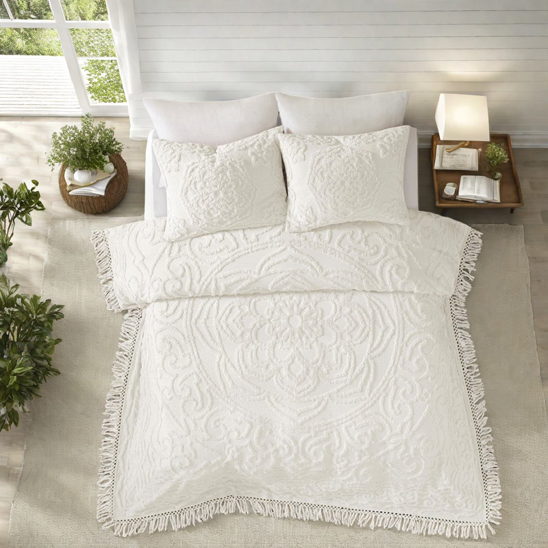 Premium Cotton Bedding Sets, Tufted Chenille, Boho Chic Design, All-season Use