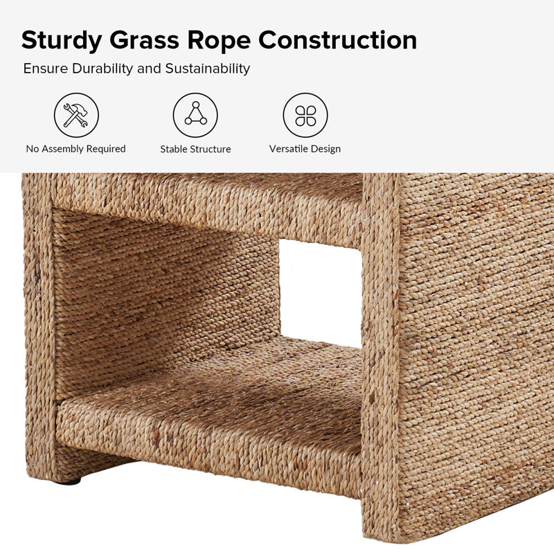 Boatwright Grass Rope End Table | Stylish Two Shelves