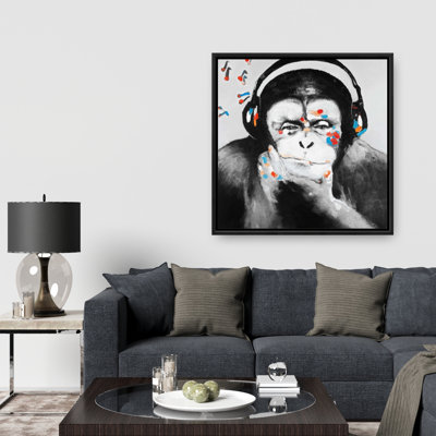 "Singe avec écouteurs" sur toile