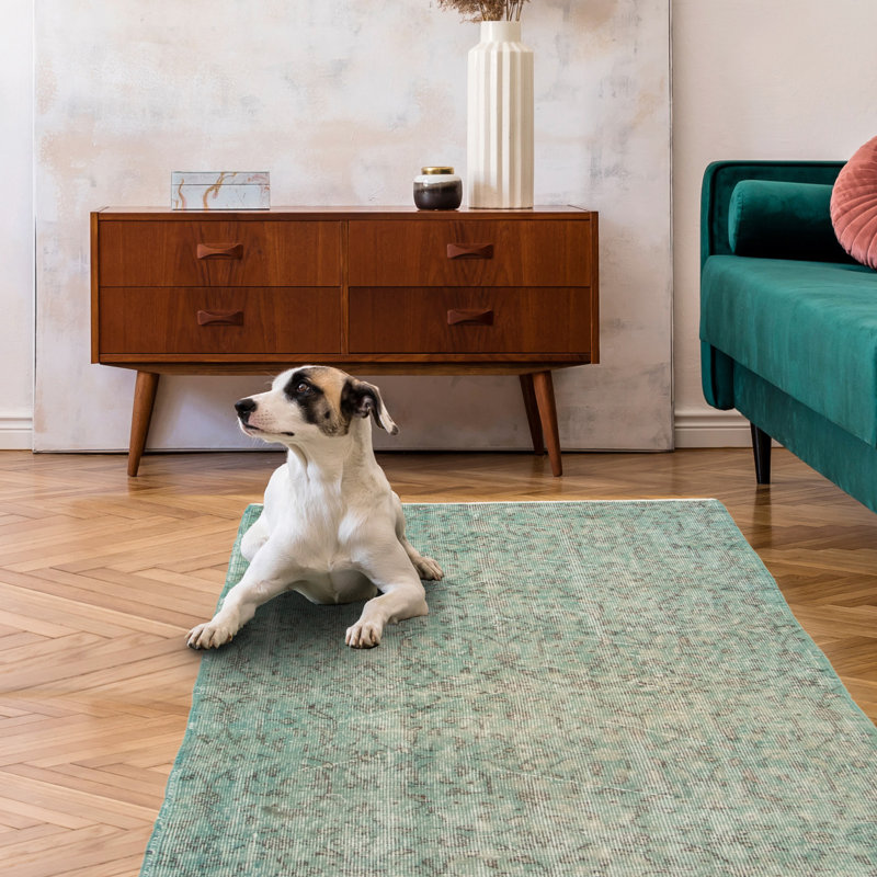 Tapis turquoise clair à transition de couleur 3 pi 5 po x 6 pi 3 po