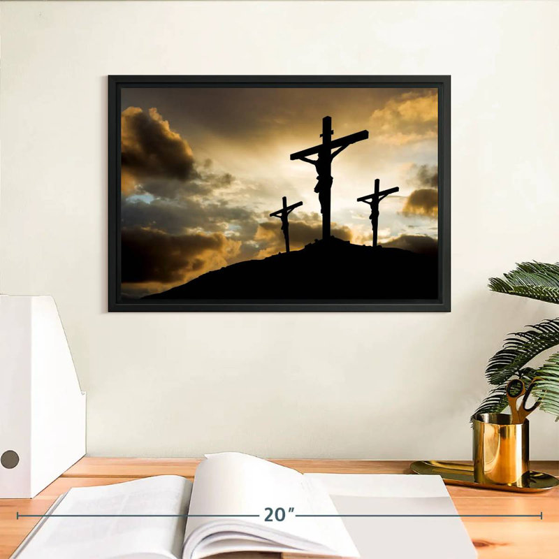 Croix au calvaire, Cadre flottant noir, 13 po x 9 po