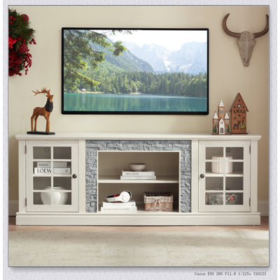 70-Inch Modern TV Stand with 2-Door Storage, Faux Stone Media Console, Grey Entertainment Center for Living Room