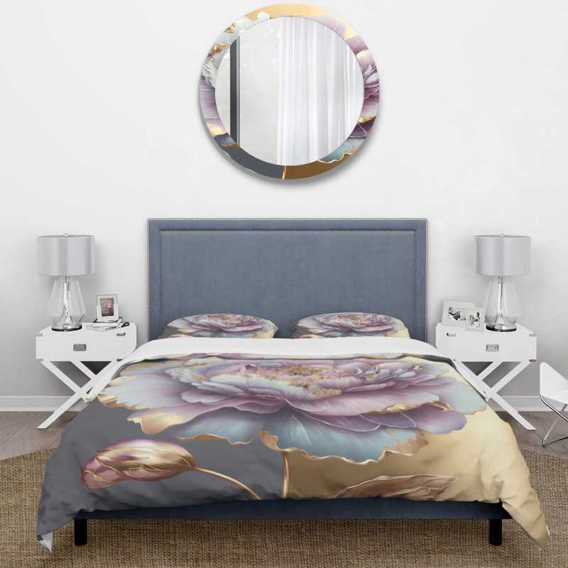 Ensemble de housse de couette en microfibre / polyester mauve simple, Housse de couette simple + 1 taie décorative stan