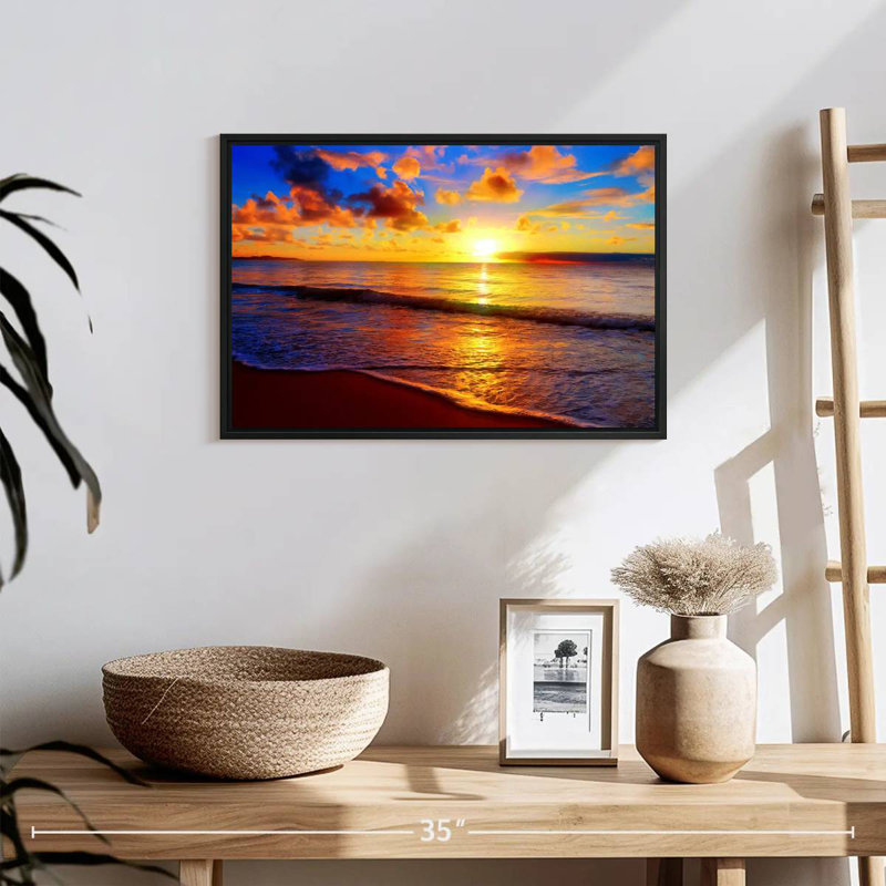 Coucher de soleil Gillard, H 13 po x l 19 po, Cadre flottant noir