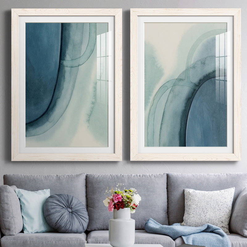 " Spools I " 2 - Pieces, 31.5" H x 47" W x 1.5" D, White Framed Paper, White