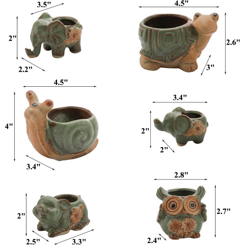 Mini jardinière en céramique 6 pièces avec trous de drainage pour animaux 6 pièces