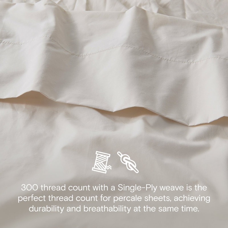DOZ Long Staple Percale Sheet Set No Flat Sheet, King Sheet Set, Beige
