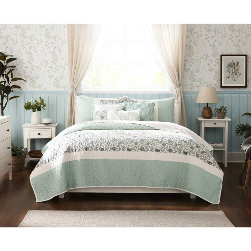 Courtepointe en coton 6 pièces avec coussins décoratifs en soie très grand / très grand, King Quilt + 5 Additional Pieces