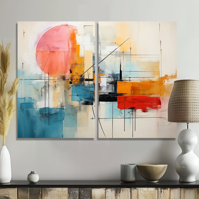«Abstract Chromatics II», art mural abstrait à 2 panneaux