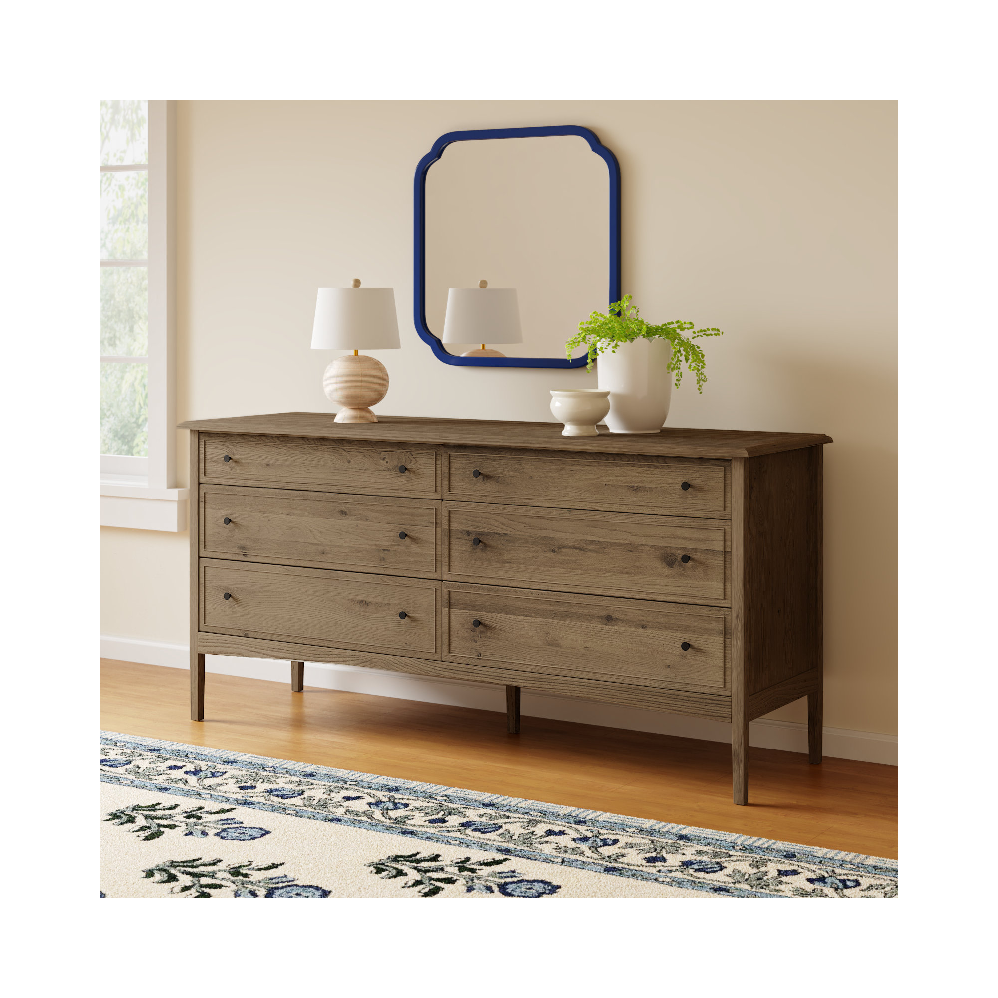 Kipp 6 Drawer Dresser, Light Brown