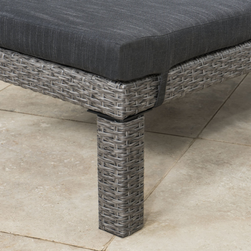 Ensemble de chaises longues inclinables 76,75 po avec coussin Arville, Mélange de noir / gris foncé