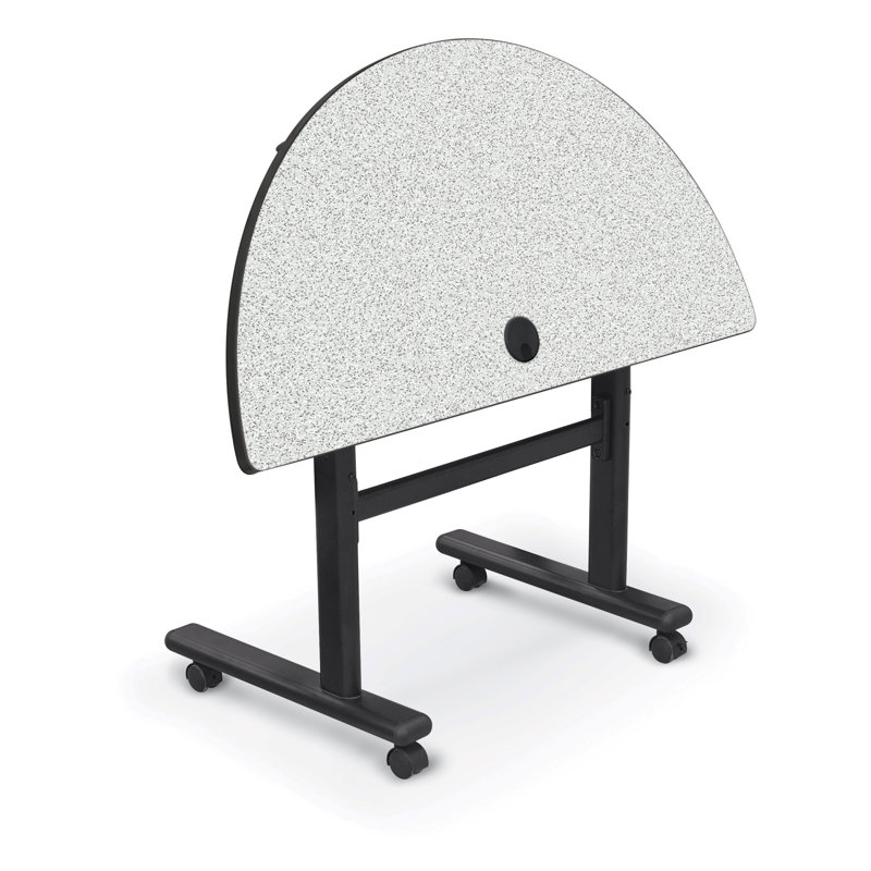 Hierarchy Half-circle Height Adjustable Flip Top 48'' L Training Table with Casters, Gray Nebula