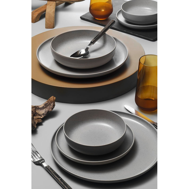 Elegant 8-Piece Dinner Set, 100% Porcelain, Includes 2 Service Plates (10.6 in), 2 Deep Plates (8.3 in), 2 Dessert Plates (8.3 in), 2 Bowls (5.9 in) | Dishwasher & Microwave Safe | Perfect for Entertaining & Everyday Use