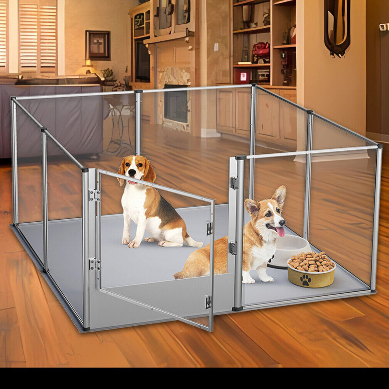 Enclos transparent pour animaux en acrylique avec cadre en aluminium anti-oxydant, 8 panneaux