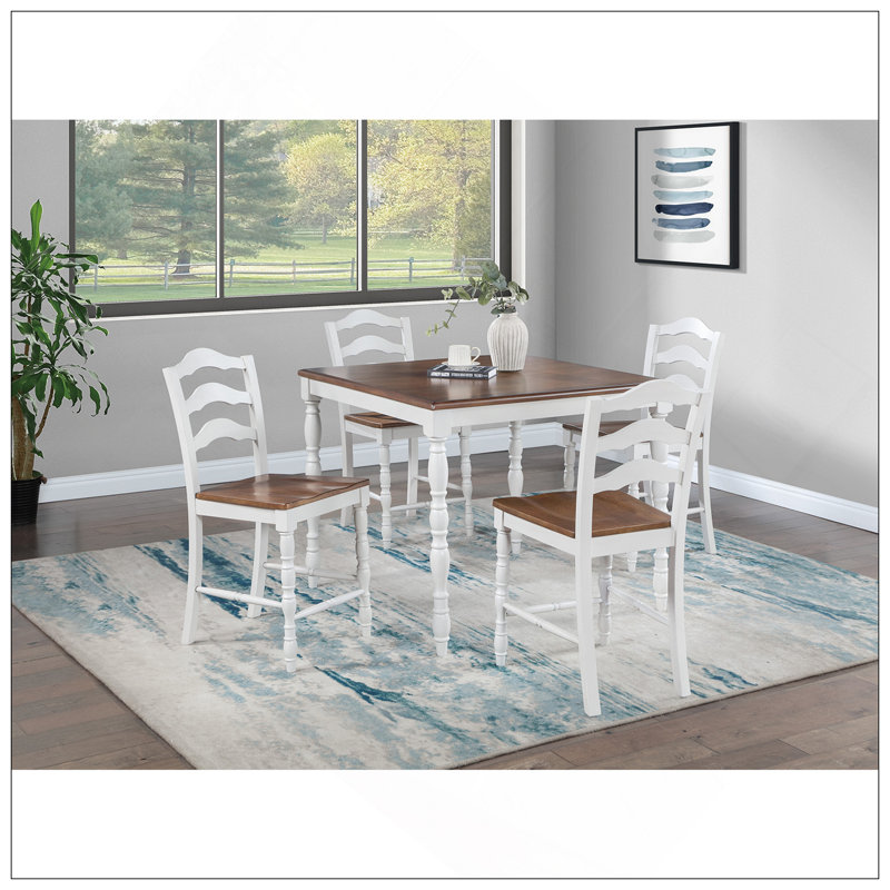 Ensemble de salle à manger blanc à hauteur de comptoir 5 pièces 4 chaises X