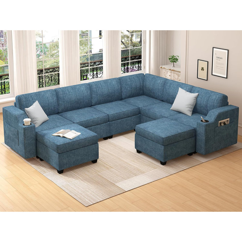 Canapé modulaire rembourré 8 pièces Palvi, Bleu