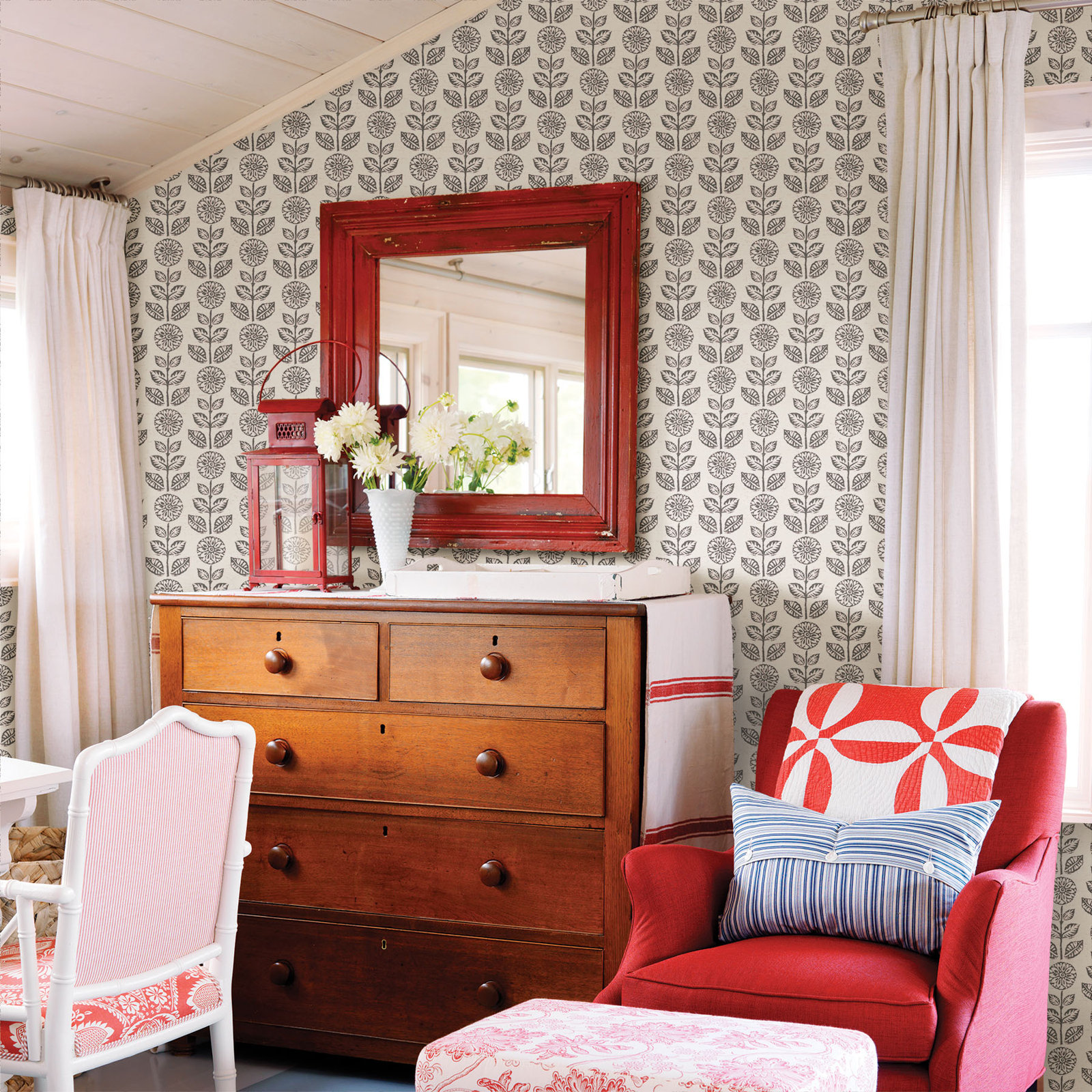 Sydney Folk Wallpaper Roll, Dark Brown