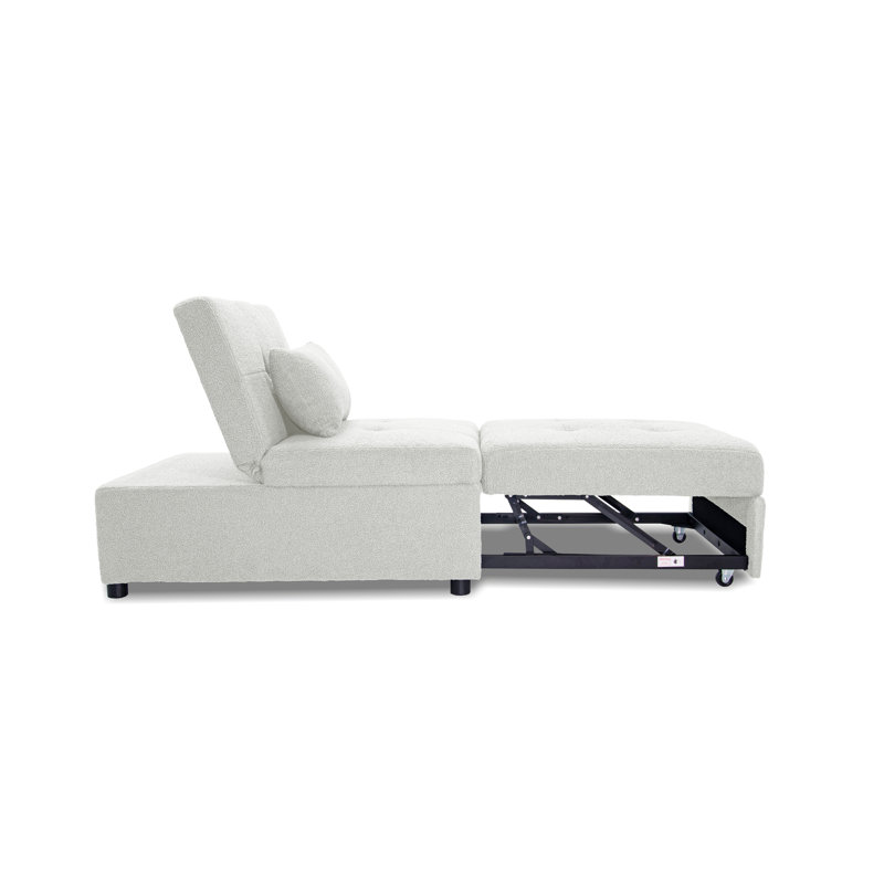 Convertible Sleeper Sofa Chair In Sherpa White