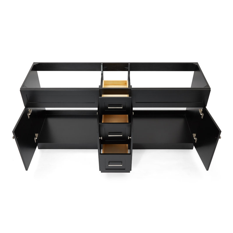 Paulla 72" Double Bathroom Vanity Base Only, Black