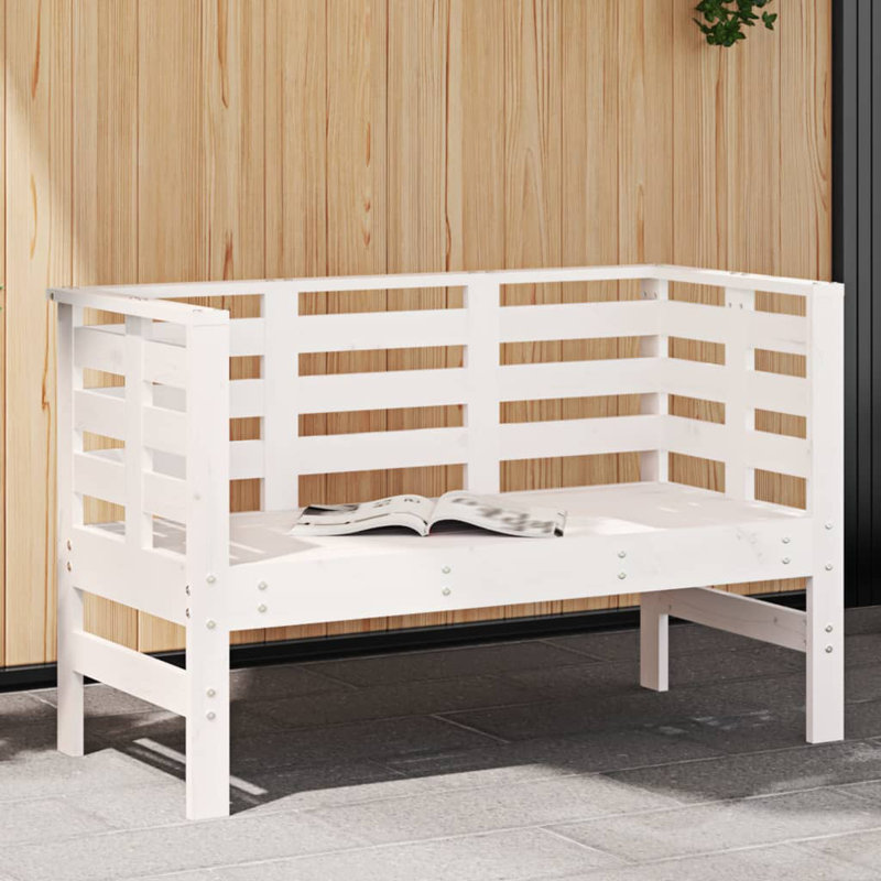 Solid Wood Outdoor Bench, White