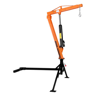 Truck Crane, 1500 lbs Pickup Hitch Crane Trailer Hitch Mounted, Manual Hydraulic with 12T Hydraulic Jack, 360° Swivel Telescopic Boom, Foldable Truck Bed Jib for Machine Lumber Equipment Lifting