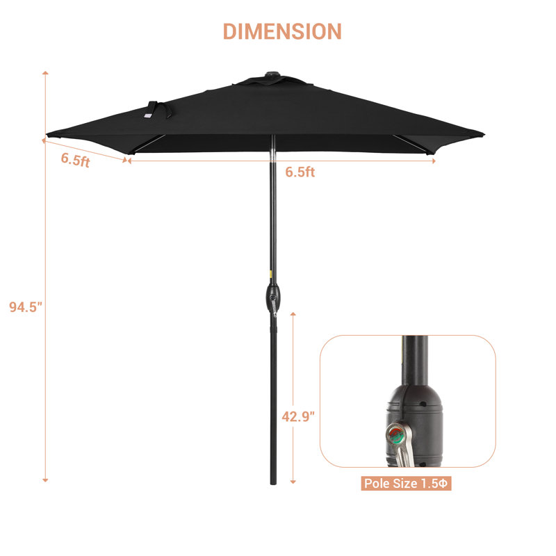 Parasol de marché carré Rinesh, Noir