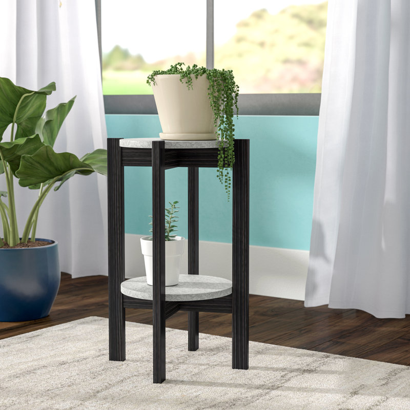 Support pour plante à plusieurs niveaux Saria, Imitation ciment / gris patiné, H 23,5 po x l 14,75 po x P 14,75 po
