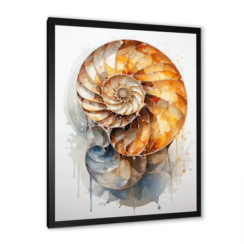 Golden Sea Sheel Spiral I, Cadre simple noir, H 32 po x l 16 po x P 1 po