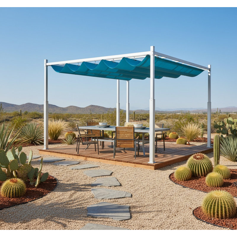 Pergola d'extérieur, auvent rétractable avec fixation magnétique