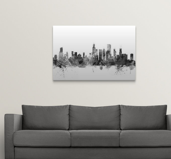 «Chicago Illinois Skyline» par Francy, impression, H 8 po x l 12 po x P 1,5 po, Toile