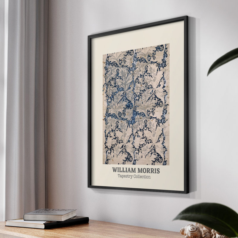 William Morris Framed Print CXLI, Black, 14" H x 11" W