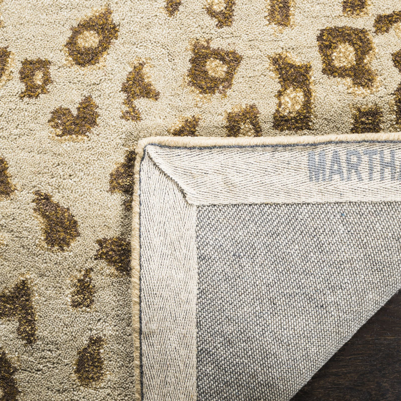 Jamon Martha Stewart Hand Tufted Wool/Viscose Animal Print Rug in Horizon Sand Beige, Runner 2'3" x 10'