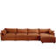 Canapé moderne en chenille 4 places avec accoudoirs en forme de croissant, 1 repose-pieds de rangement mobile et tiroir coulissant sous chaque siège-367869488