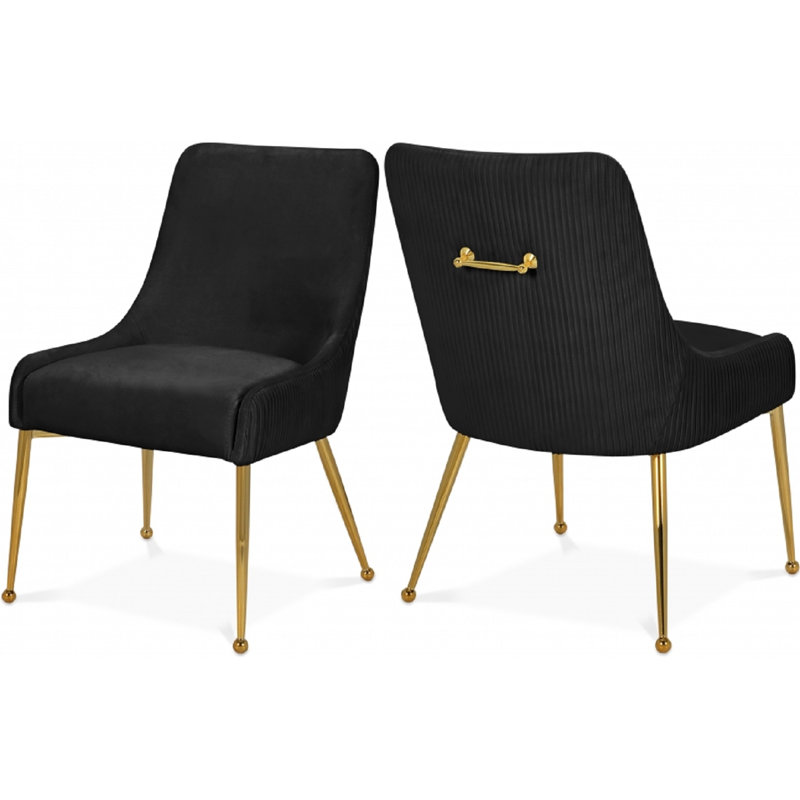 19'' H Velvet Upholstered Side Chair, Black