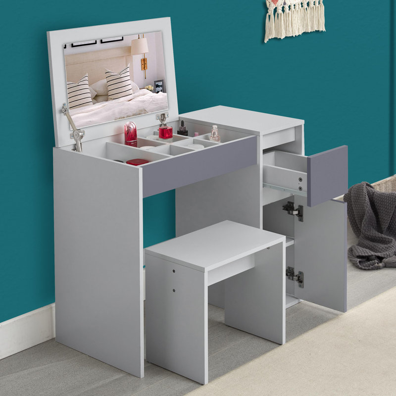 Claverton Dressing Table with Mirror, Grey
