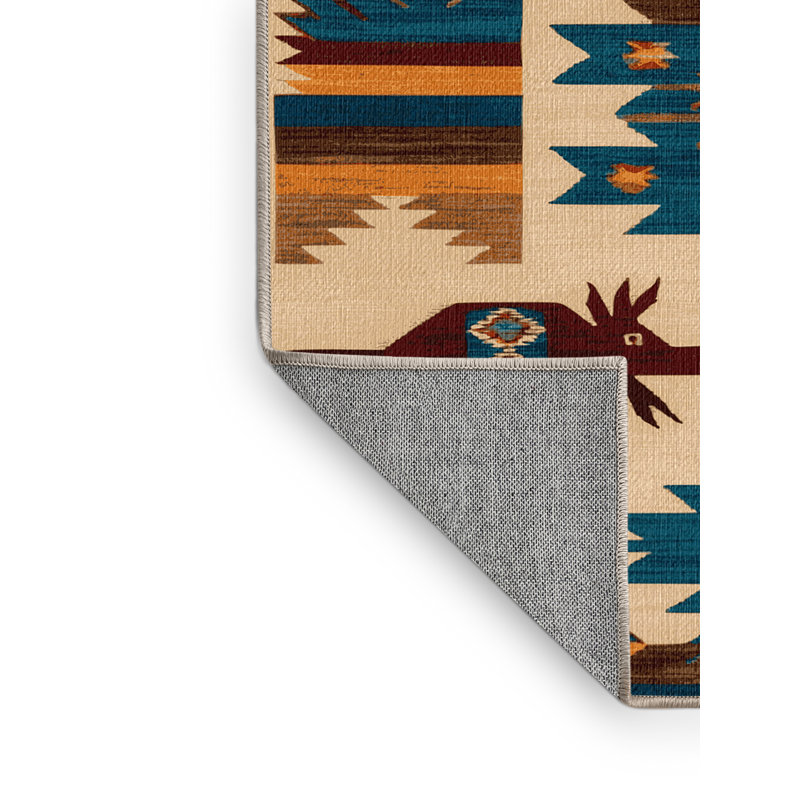  Washable Armadillo Southwestern Area Rug, Runner 2' x 4'