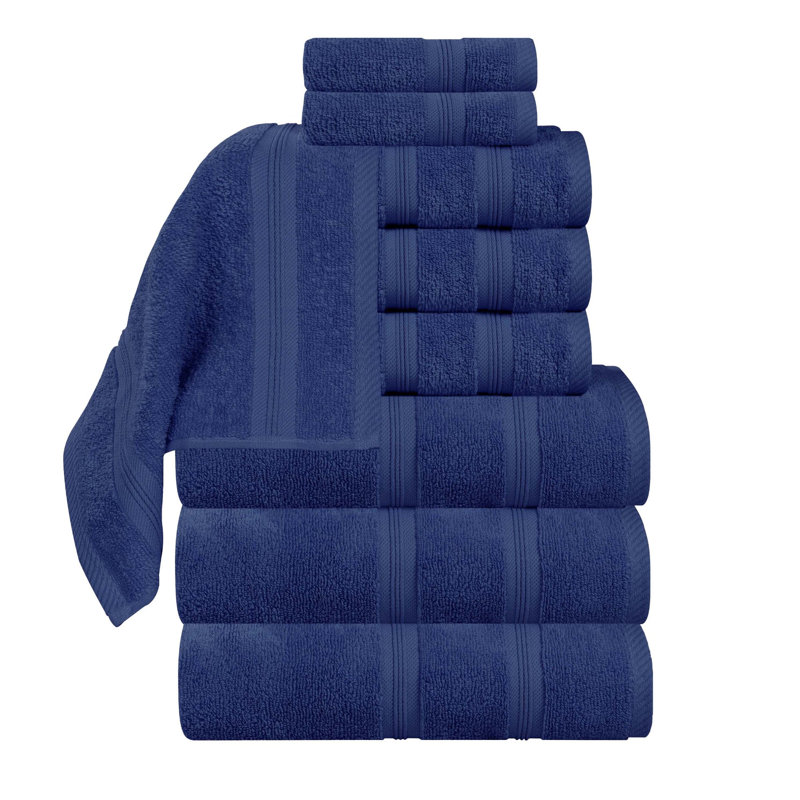  Ensemble de serviettes en coton 9 pièces Smart Quick-Dry Zero Twist, Marine