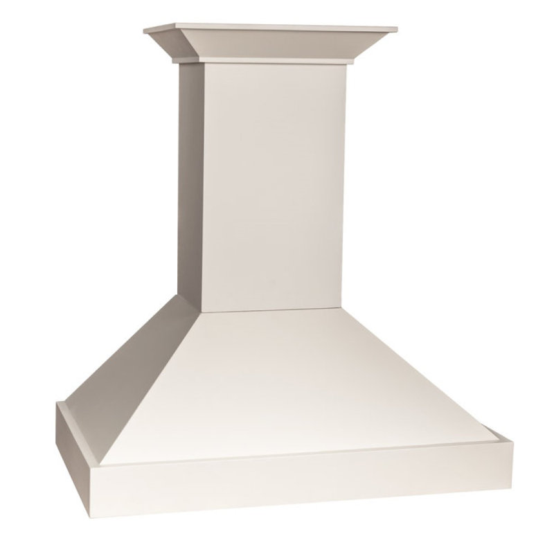 30" Wood 400 CFM Ducted Wall Mount Range Hood, White, 48" W