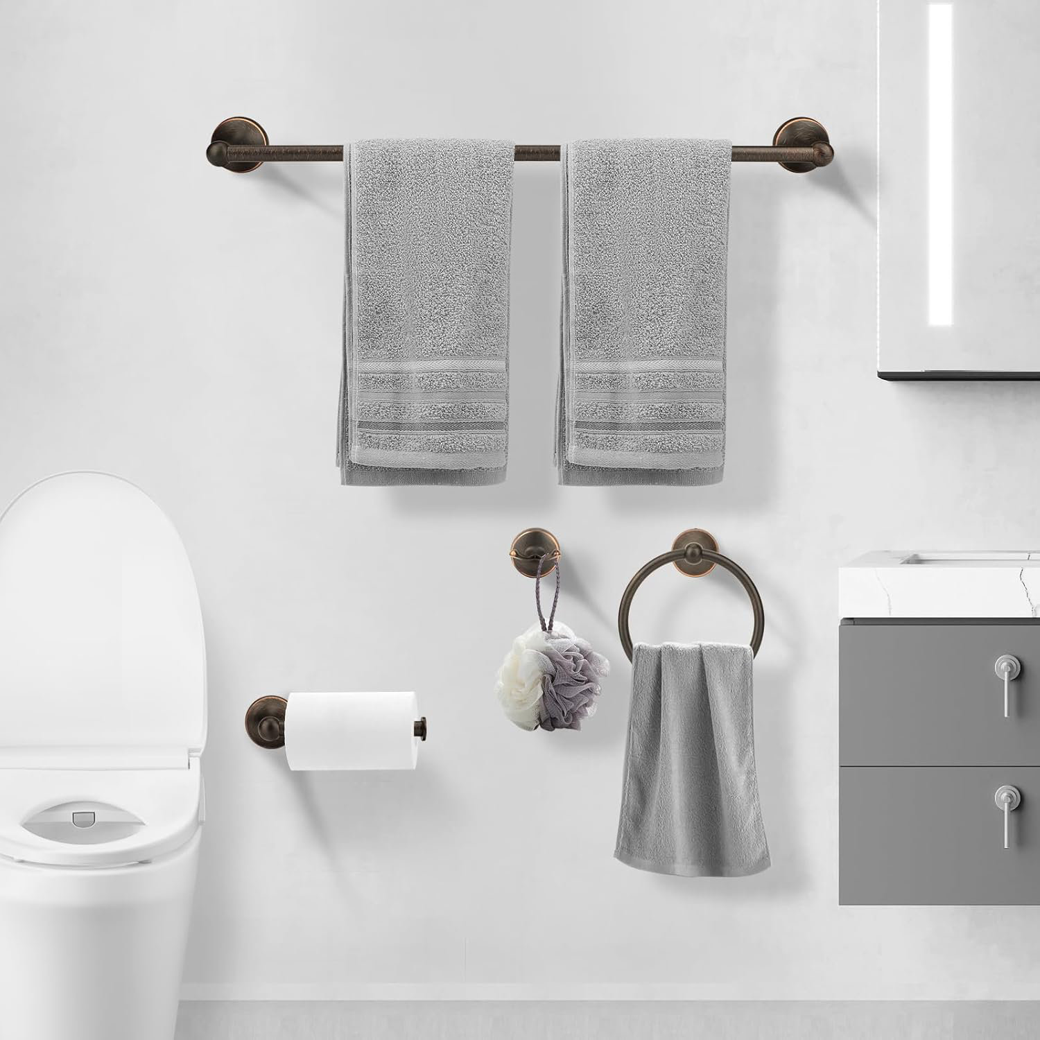 xinchentong 4 Piece Antique Bathroom Hardware Accessories Set Oil ...
