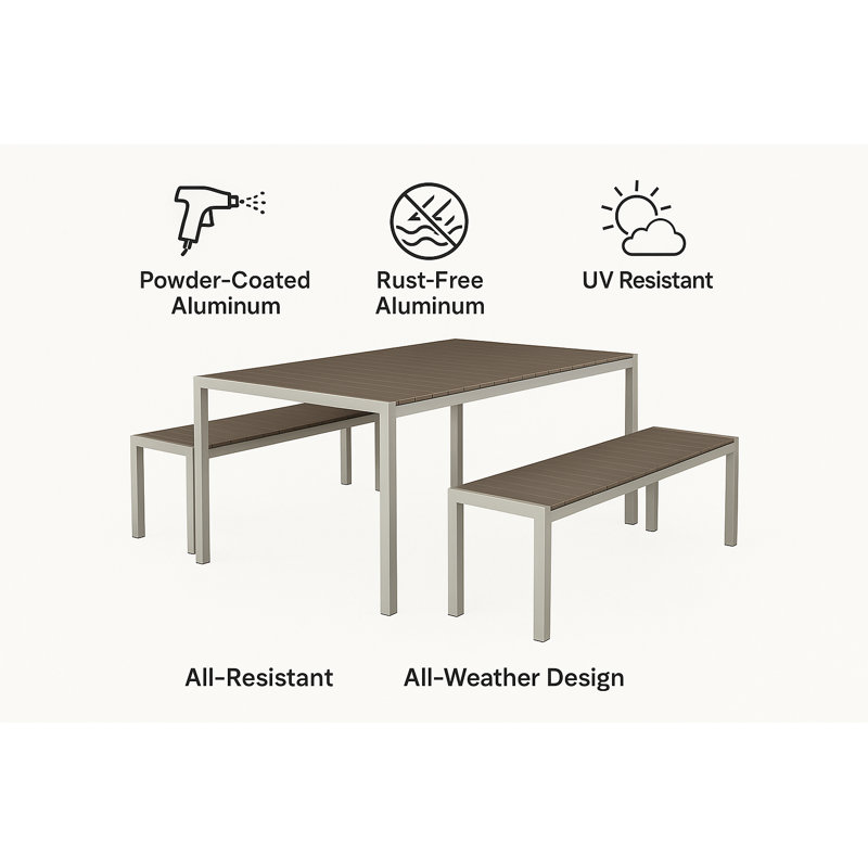 Rectangular 6 - Person 59'' L Outdoor, Gray, Gray