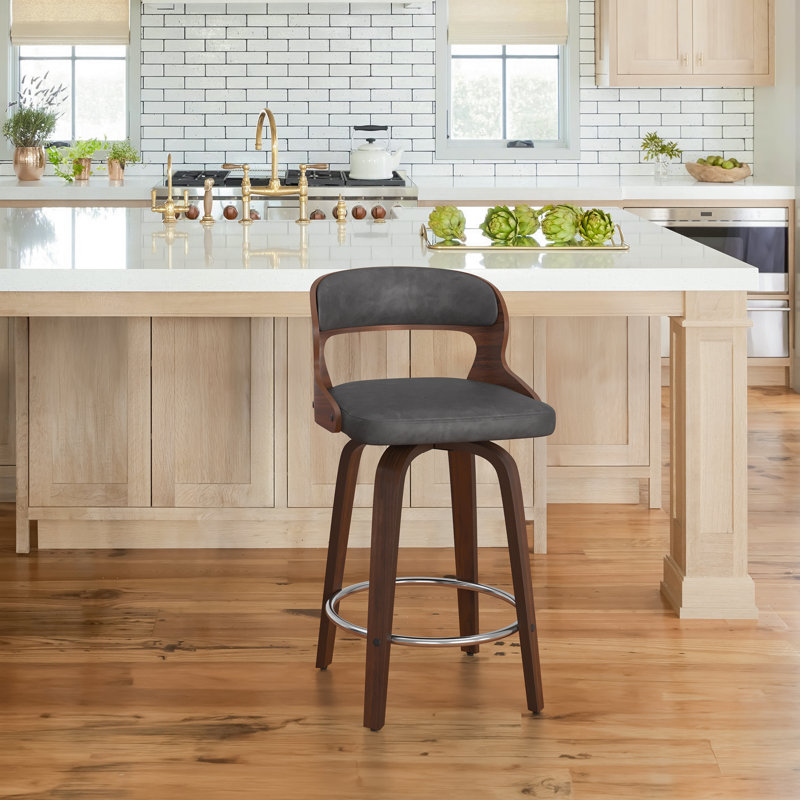 Carylon Swivel Upholstered Counter Stool, Gray