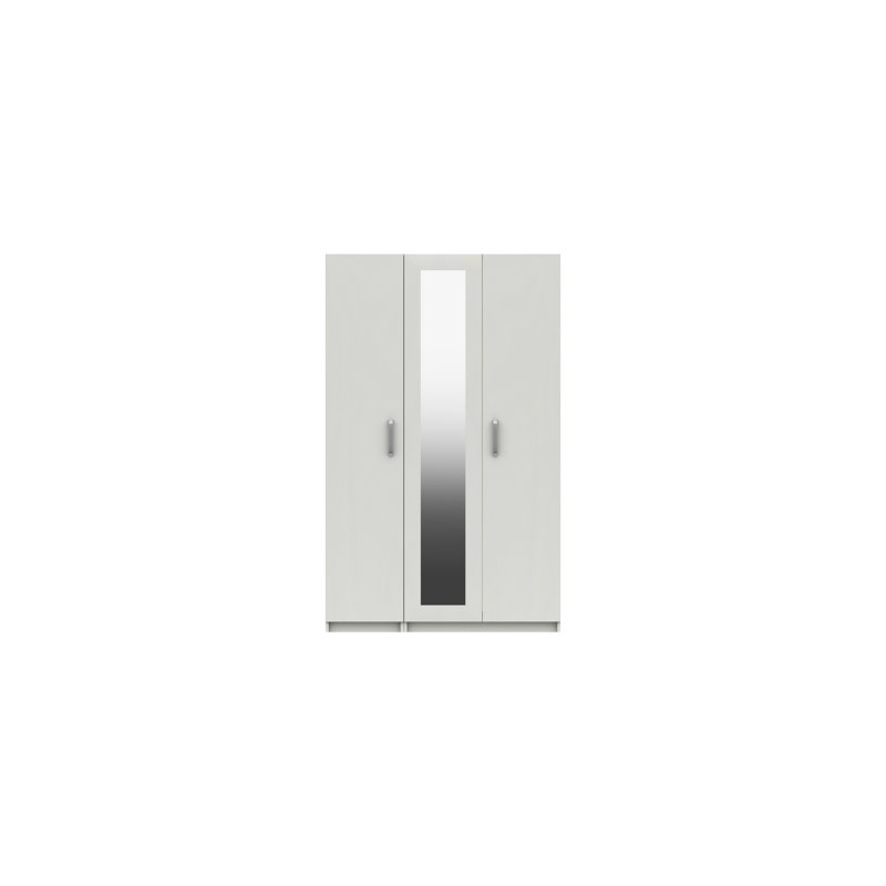 Narvaez 3 Door Manufactured Wood Wardrobe, White Gloss