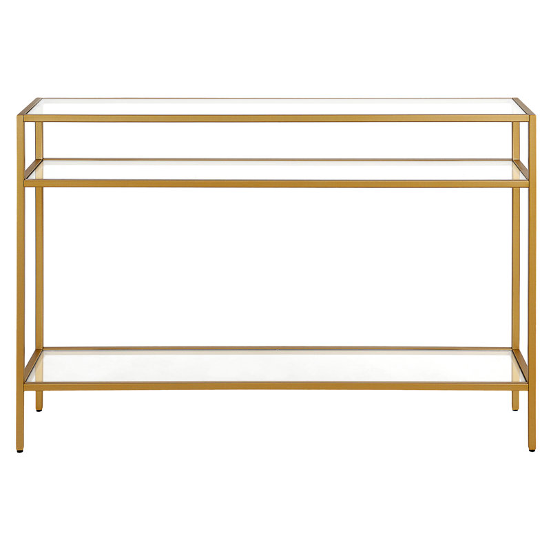 Alexis 135.3cm Glass Top Console Table, Brass, 73.66 H x 135.3 W x 21 D cm