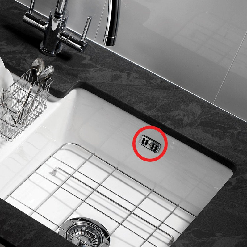 Astini, RAK, Rangemaster, Caple Square Ceramic Sink Overflow Cover Plate Collection, Gold