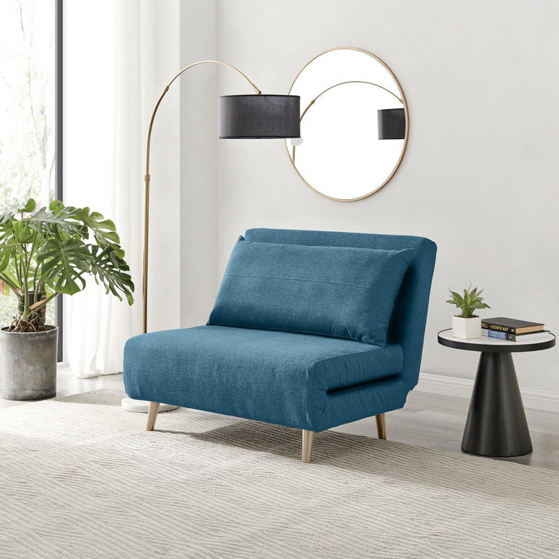 Berlyn Futon Sofa Bed - Luxury Simple Modern Folding Design, Single, Blue Cotton Blend