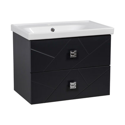 Jakkia-W_Meuble-lavabo mural moderne avec lavabo - MDF non toxique et résistant au feu - 24 po - Collection simple 40 po - S40