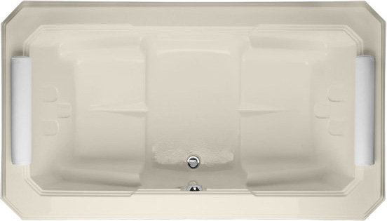 Mystique 78'' L Soaking Bathtub, Biscuit, Polished Brass