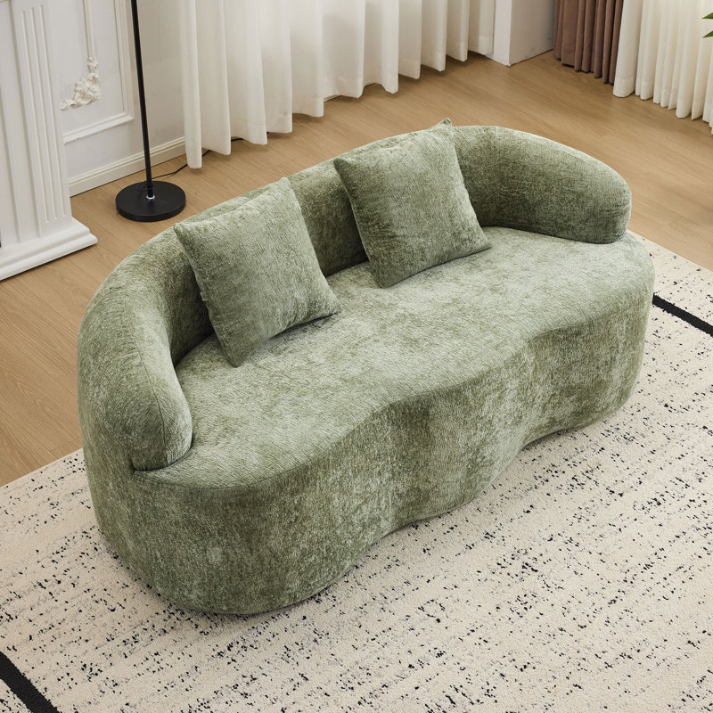 Canapé courbé avec accoudoir rond, canapé à compression avec 2 coussins, canapé pour petit espace, salon, chambre à coucher, sans assemblage