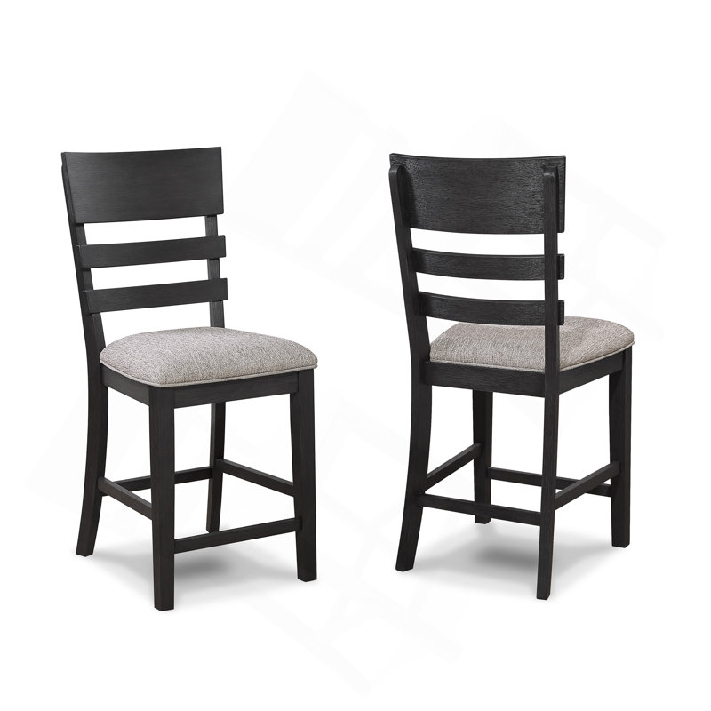 Mobilier de salle à manger en bois à dossier et échelle 2 pièces noir / gris